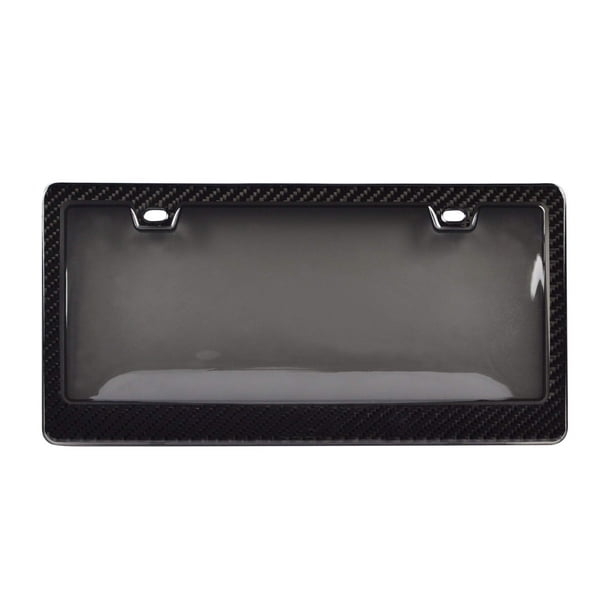 100% REAL GLOSSY BLACK CARBON FIBER USA US CAR VEHICLE LICENSE PLATE FRAME COVER